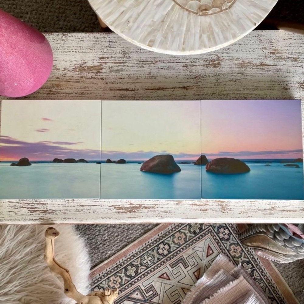 Island Sunrise Triptych Wall Art (8”x24”)